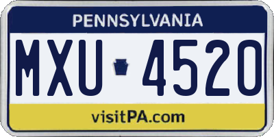 PA license plate MXU4520
