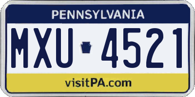 PA license plate MXU4521
