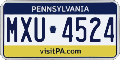 PA license plate MXU4524
