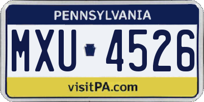 PA license plate MXU4526