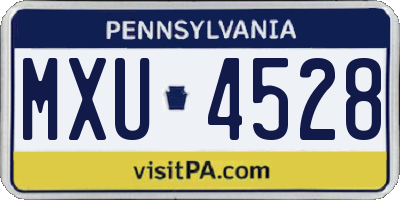 PA license plate MXU4528