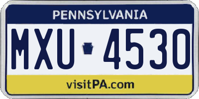PA license plate MXU4530