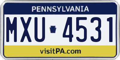 PA license plate MXU4531