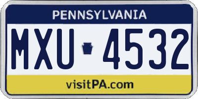 PA license plate MXU4532