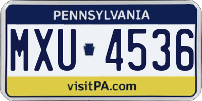 PA license plate MXU4536