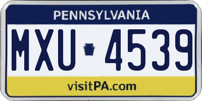 PA license plate MXU4539