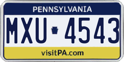 PA license plate MXU4543