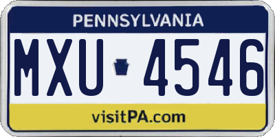 PA license plate MXU4546