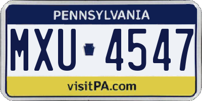PA license plate MXU4547