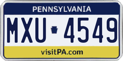 PA license plate MXU4549