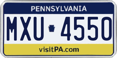 PA license plate MXU4550