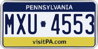 PA license plate MXU4553