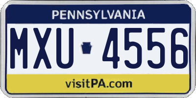 PA license plate MXU4556