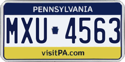 PA license plate MXU4563
