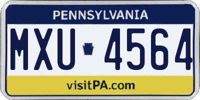 PA license plate MXU4564