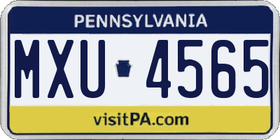 PA license plate MXU4565