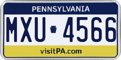 PA license plate MXU4566