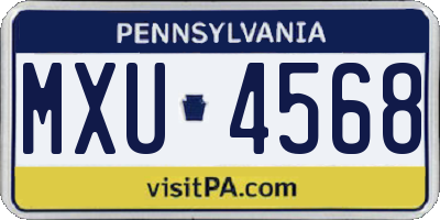 PA license plate MXU4568