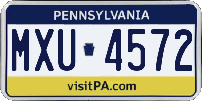 PA license plate MXU4572