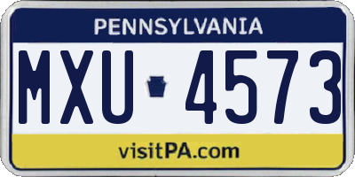 PA license plate MXU4573