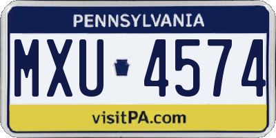 PA license plate MXU4574