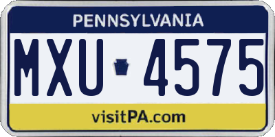 PA license plate MXU4575