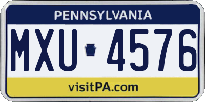 PA license plate MXU4576