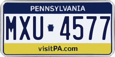 PA license plate MXU4577