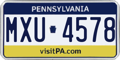 PA license plate MXU4578