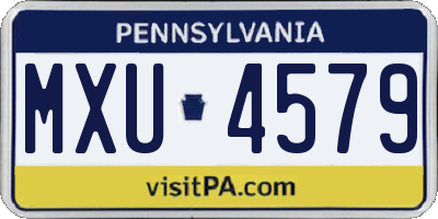 PA license plate MXU4579