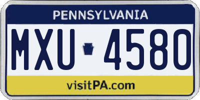 PA license plate MXU4580