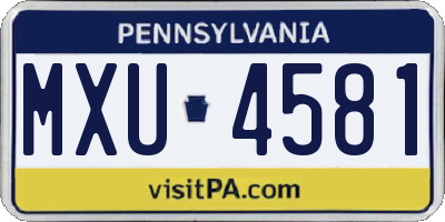 PA license plate MXU4581
