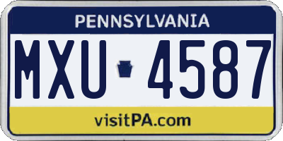 PA license plate MXU4587