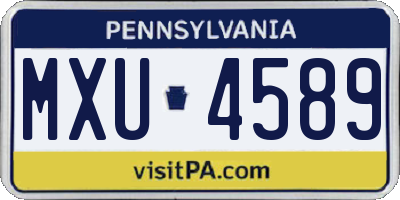PA license plate MXU4589