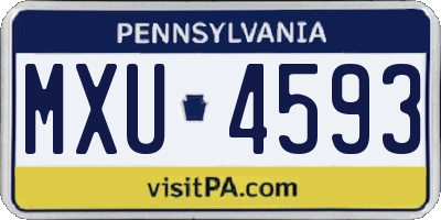 PA license plate MXU4593