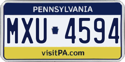 PA license plate MXU4594