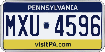 PA license plate MXU4596