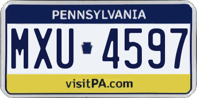 PA license plate MXU4597