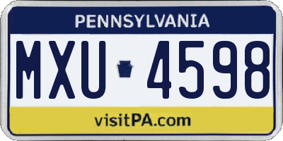 PA license plate MXU4598