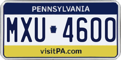 PA license plate MXU4600