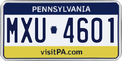 PA license plate MXU4601