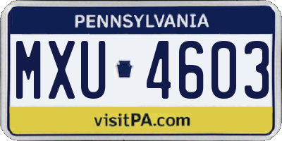 PA license plate MXU4603