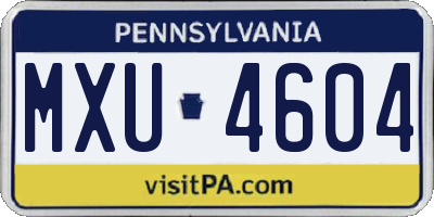 PA license plate MXU4604