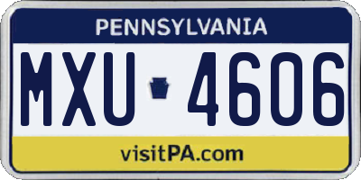 PA license plate MXU4606