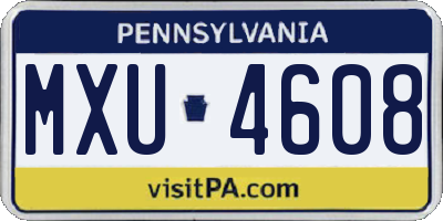 PA license plate MXU4608
