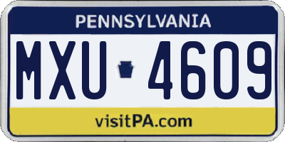 PA license plate MXU4609