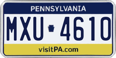 PA license plate MXU4610