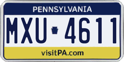 PA license plate MXU4611