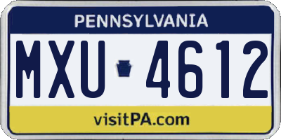 PA license plate MXU4612
