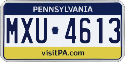 PA license plate MXU4613